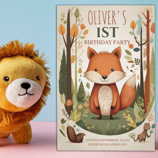 Convite Festa de primeiro aniversario de Animais da Flores (Criador carregado)