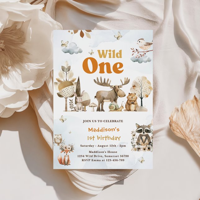 Convite Festa de primeiro aniversario de Animais da Flores (Criador carregado)