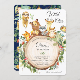 Convite Festa de primeiro aniversario de Animais de Flores