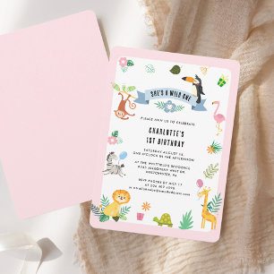 Convite Festa de primeiro aniversario de Animais Selvagens