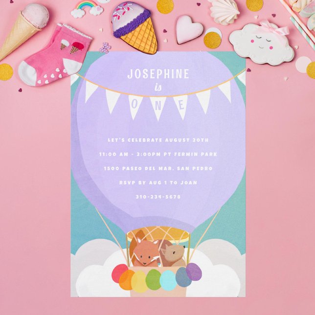 Convite Festa de primeiro aniversario de Balão de Ar Quent (Criador carregado)