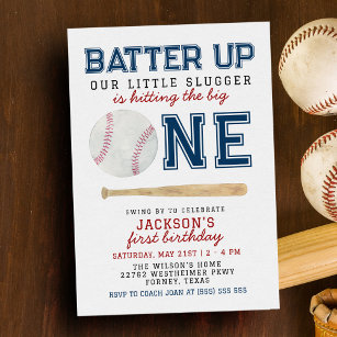 Convite Festa de primeiro aniversario de Baseball em Bater
