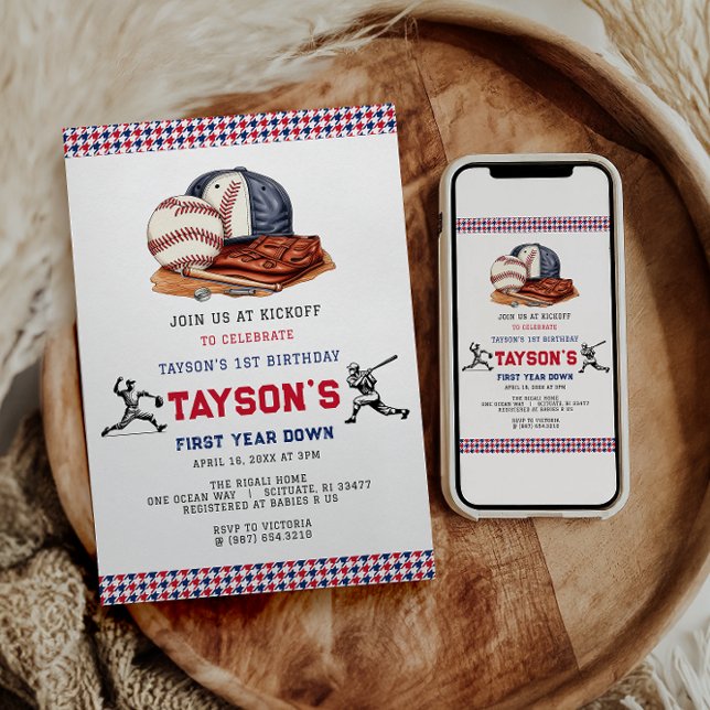 Convite Festa De primeiro aniversario De Baseball No Prime (Criador carregado)