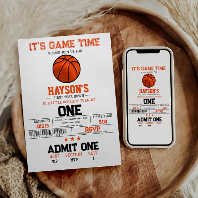 Convite Festa de primeiro aniversario de Basquete No Prime (Criador carregado)