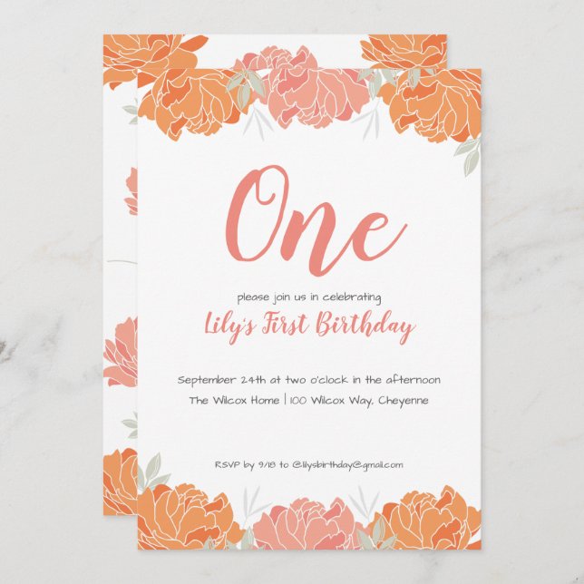 Convite Festa de primeiro aniversario de Bebê de Pastel Cu (Frente/Verso)