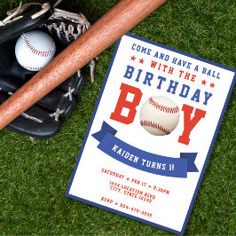 Convite Festa de primeiro aniversario de Beisebol Bday Boy