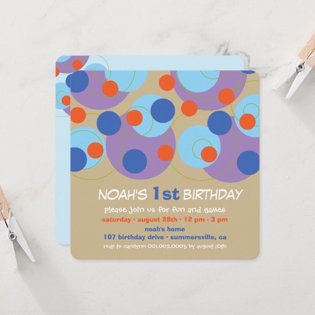 Convite Festa de primeiro aniversario de Foto de Pontos Az (Frente/Verso In Situ)