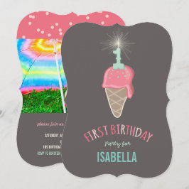 Convite Festa de primeiro aniversario de Garota Vendedor d