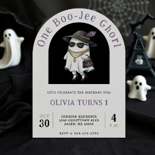 Convite Festa de primeiro aniversario de Halloween One Bou