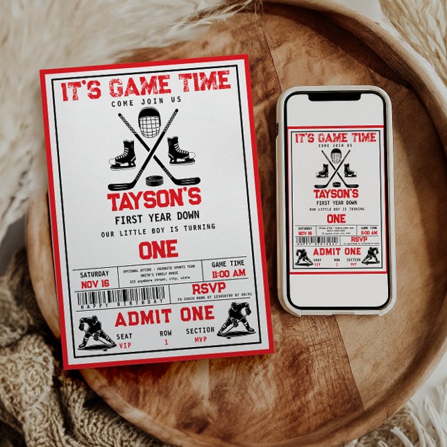 Convite Festa de primeiro aniversario de Hóquei no Jogo (Criador carregado)