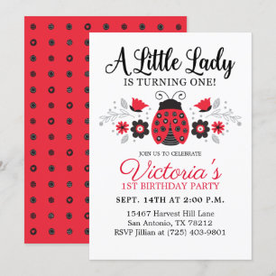 Convite Festa de primeiro aniversario de Lady Ladybug