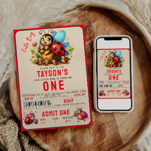 Convite Festa de primeiro aniversario de Ladybug