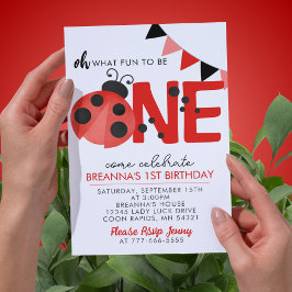 Convite Festa de primeiro aniversario de Ladybug da Sweet 
