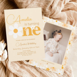 Convite Festa de primeiro aniversario de margarida amarela