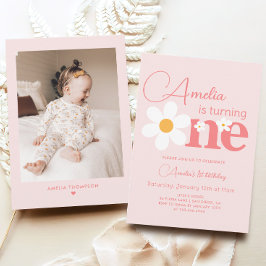 Convite Festa de primeiro aniversario de margarida rosa fo