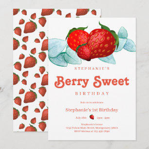 Convite Festa de primeiro aniversario de Morango Berry Swe