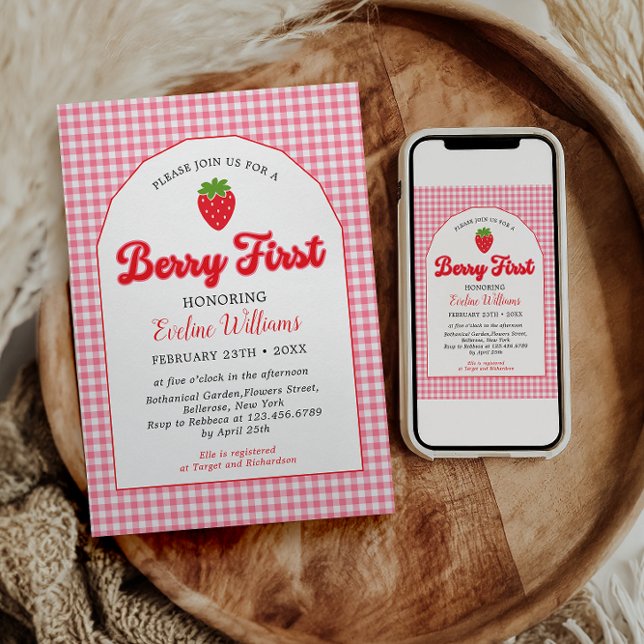 Convite Festa de primeiro aniversario de Morango Berry Swe (Criador carregado)