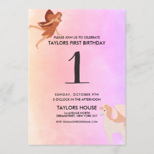 Convite Festa de primeiro aniversario de Pegasus Unicorn