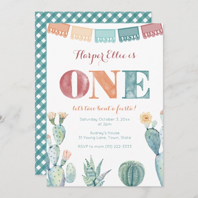 Convite Festa de primeiro aniversario de queda de moça mex (Frente/Verso)