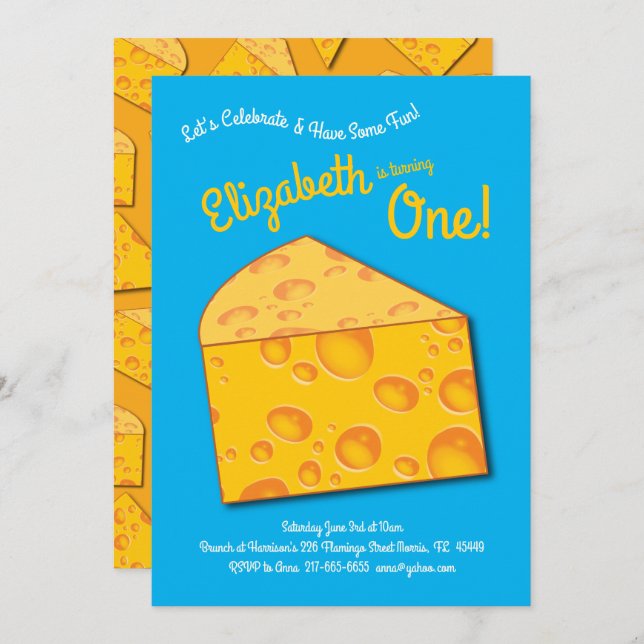 Convite Festa de primeiro aniversario de Queijos Cujos Fog (Frente/Verso)