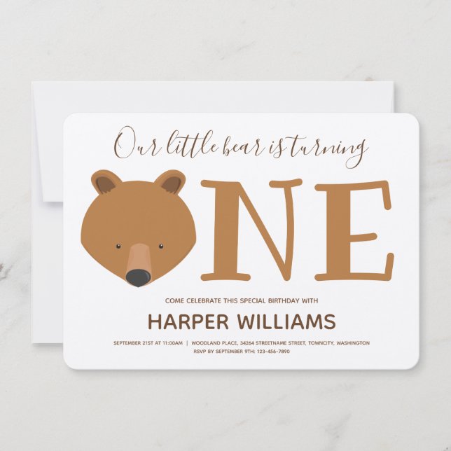 Convite Festa de primeiro aniversario de Urso (Frente)