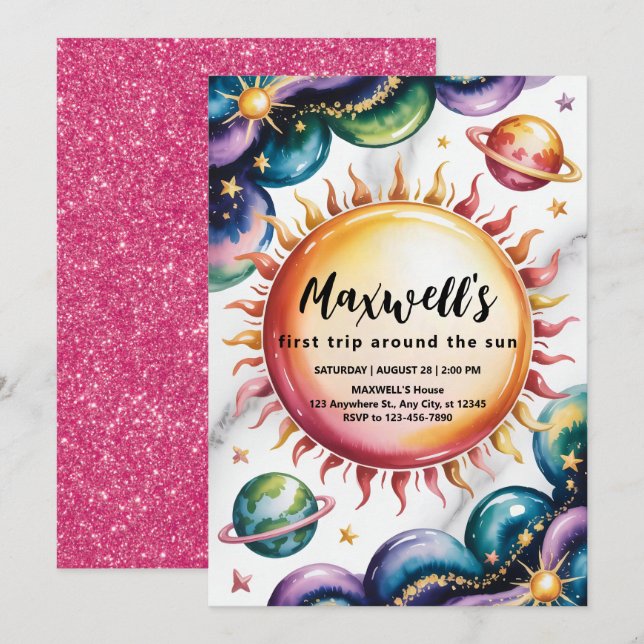 Convite Festa de primeiro aniversario do Espaço Pensado (Frente/Verso)