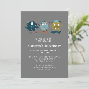 Convite Festa de primeiro aniversario do Monstro do Skateb