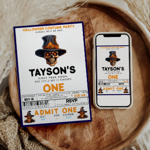 Convite Festa de primeiro aniversario do Skull Halloween