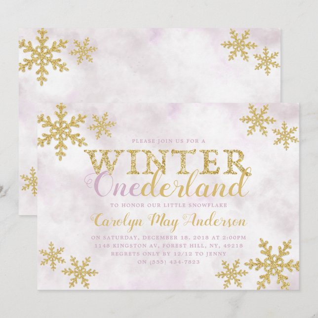 Convite Festa de primeiro aniversario do Winter ONEderland (Frente/Verso)