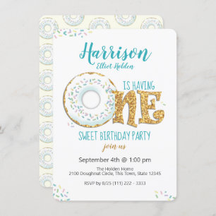 Convite Festa de primeiro aniversario Doce do Doughnut One