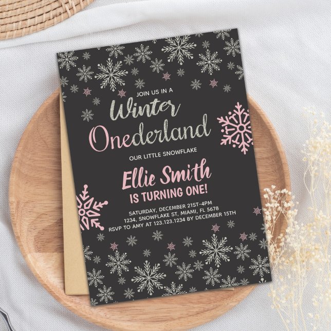 Convite Festa de primeiro aniversario em Floco de Neve par (Winter Onederland Birthday Invitations)