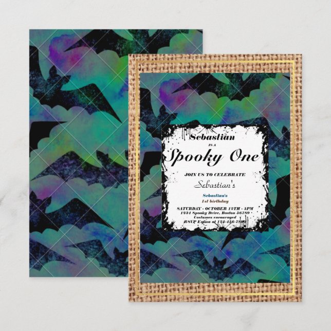 Convite Festa de primeiro aniversario Fantasma de Feliz Di (Frente/Verso)