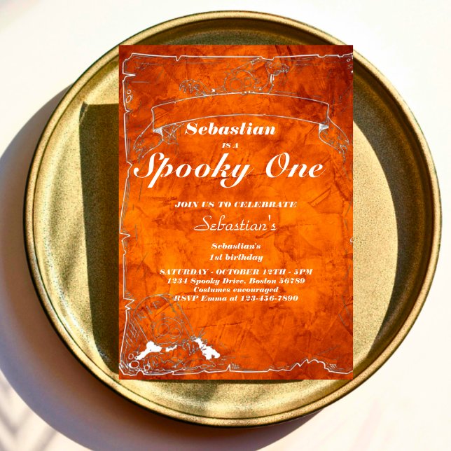 Convite Festa de primeiro aniversario Fantasma de Feliz Di (Criador carregado)