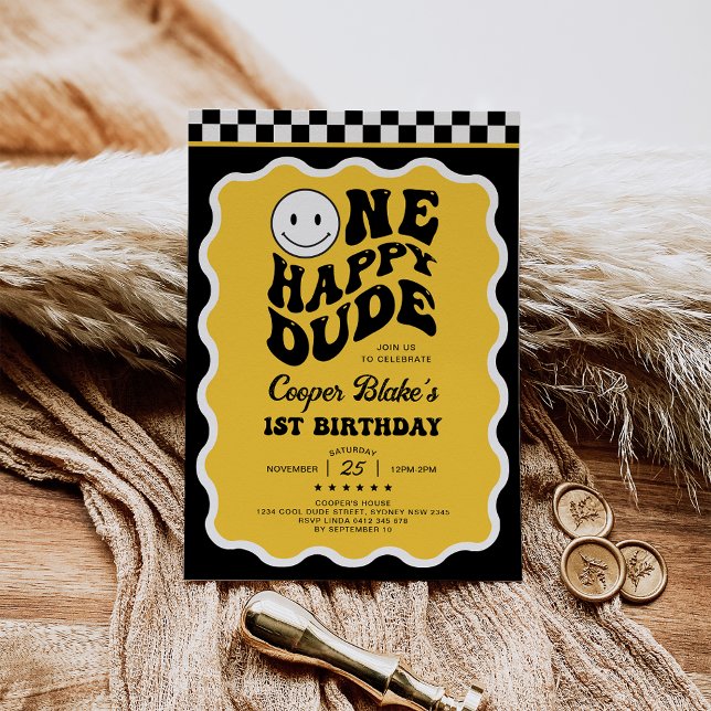 Convite Festa de primeiro aniversario Feliz de Rapaz Feliz (Criador carregado)