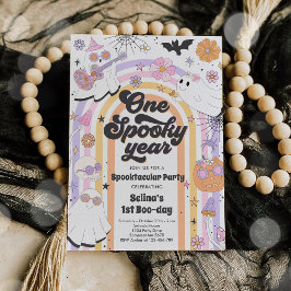 Convite Festa de primeiro aniversario Ghost Cute em Groovy