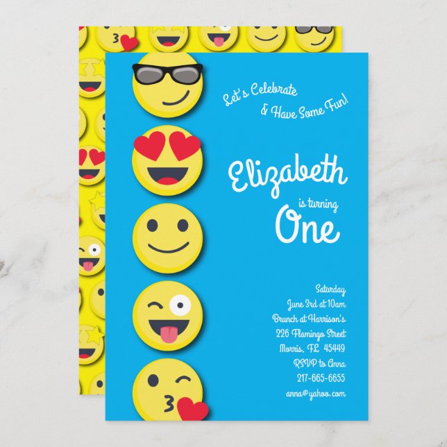 Convite Festa de primeiro aniversario para Crianças Felize (Frente/Verso)