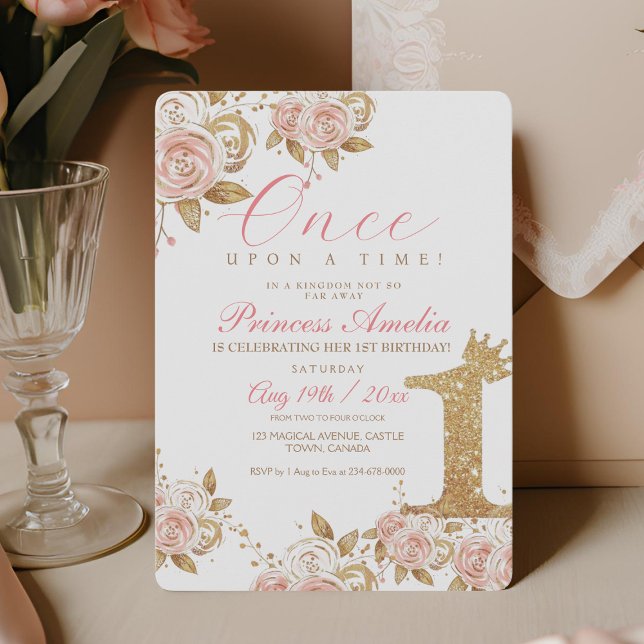 Convite Festa de primeiro aniversario Princesa Dourada Bri (Criador carregado)