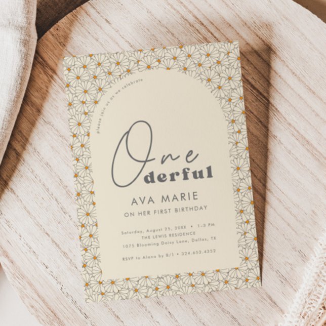 Convite Festa de primeiro aniversario Retro Daisy Girls (Criador carregado)