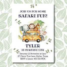 Convite Festa de primeiro aniversario Safari Selvagem Selv