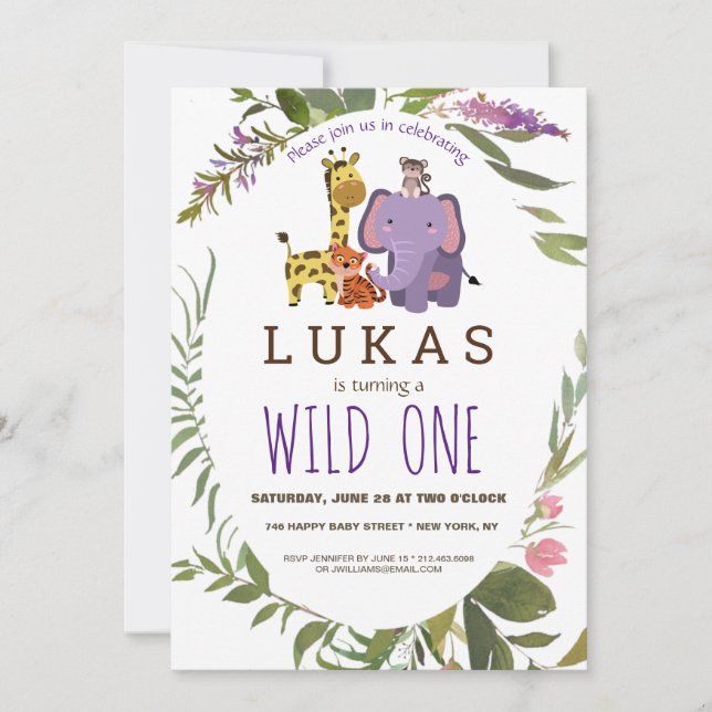 Convite Festa de primeiro aniversario Selgle Safari (Frente)