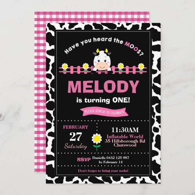 Convite Festa de primeiros aniversarios de Animais de Faze (Frente/Verso)