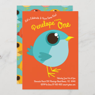 Convite Festa de primeiros aniversarios de Aves