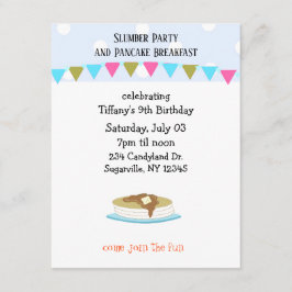 Convite Festa de Pyjamas e Pequeno Almoço de Panquecas