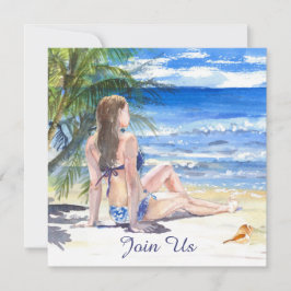 Convite *~ Festa de QUALQUER COISA na Praia Tropical Genér