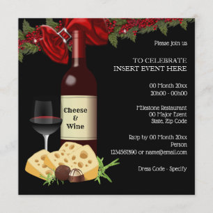 Convite Festa de queijo de vinho de feriado família amigos