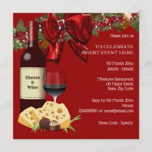 Convite Festa de queijo de vinho de feriado família amigos