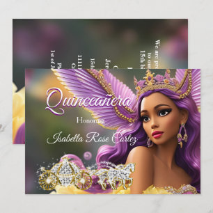 Convite Festa de Quince Anos Conto de Fadas Carruagem Roxo