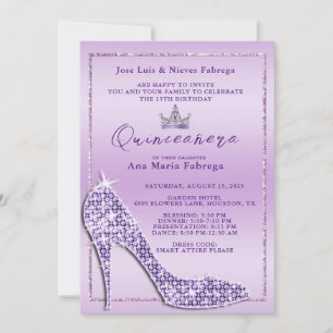Convite Festa de Quince Anos de Menina com Sapato Lilás St