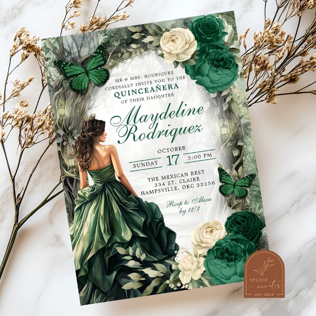Convite Festa de Quince Anos Floresta Caprichosa Verde Esm (Criador carregado)