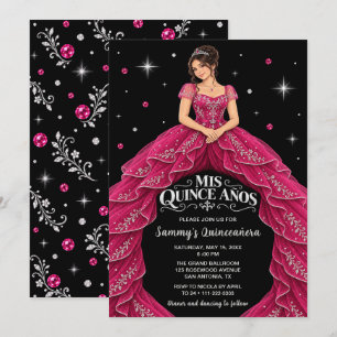 Convite Festa de Quince Anos Princesa Prata Rosa